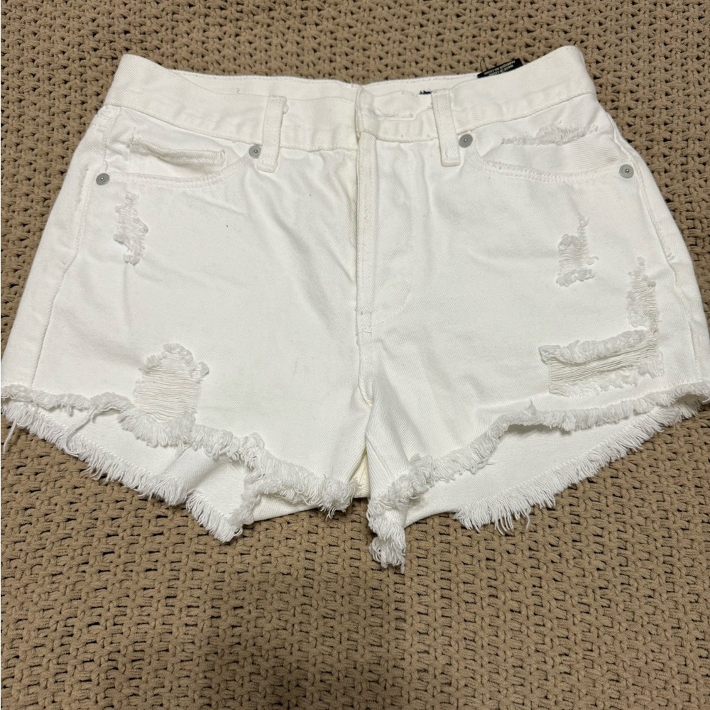 White Distressed Shorts